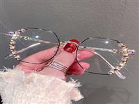European American Trendy Personalized Metal Flat Glasses Cross Ins Diamond Decorative Glasses Frame Color Changing Anti-blue For