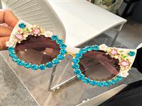 High-end Women's Cat's Eye Sunglasses New Fashion Diamond-incresed Street Shot Sunglasses European American Cross-border Sense